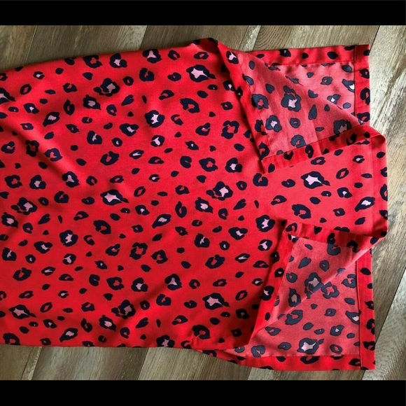 Ava Red Cheetah Print Slip Midi Dress NWT - Picture 8 of 11